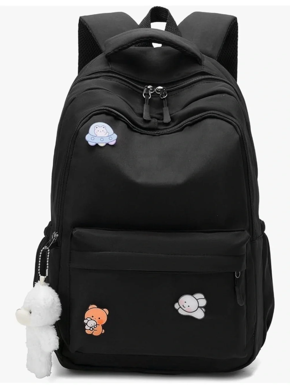 Black Kawaiii Backpack with Cute Charms - Stylish Everyday Bag
